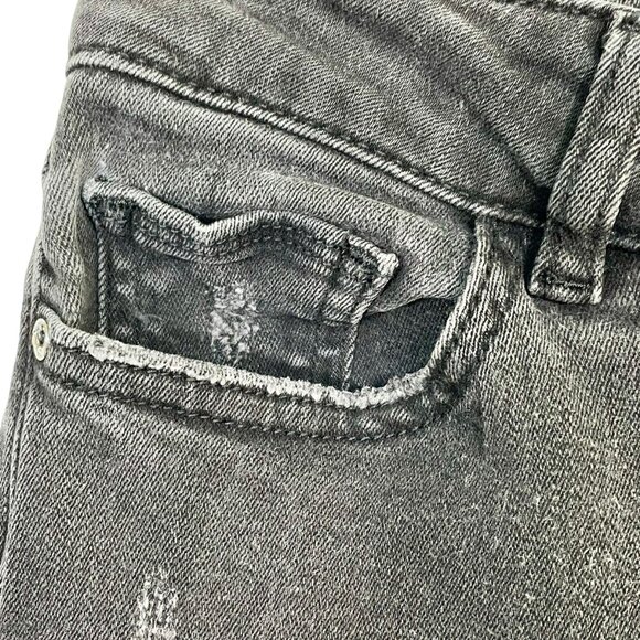 DL1961 Farrow Cropped High-Rise Skinny Jeans Montgomery Raw Hem Black Size 25 - Picture 6 of 12